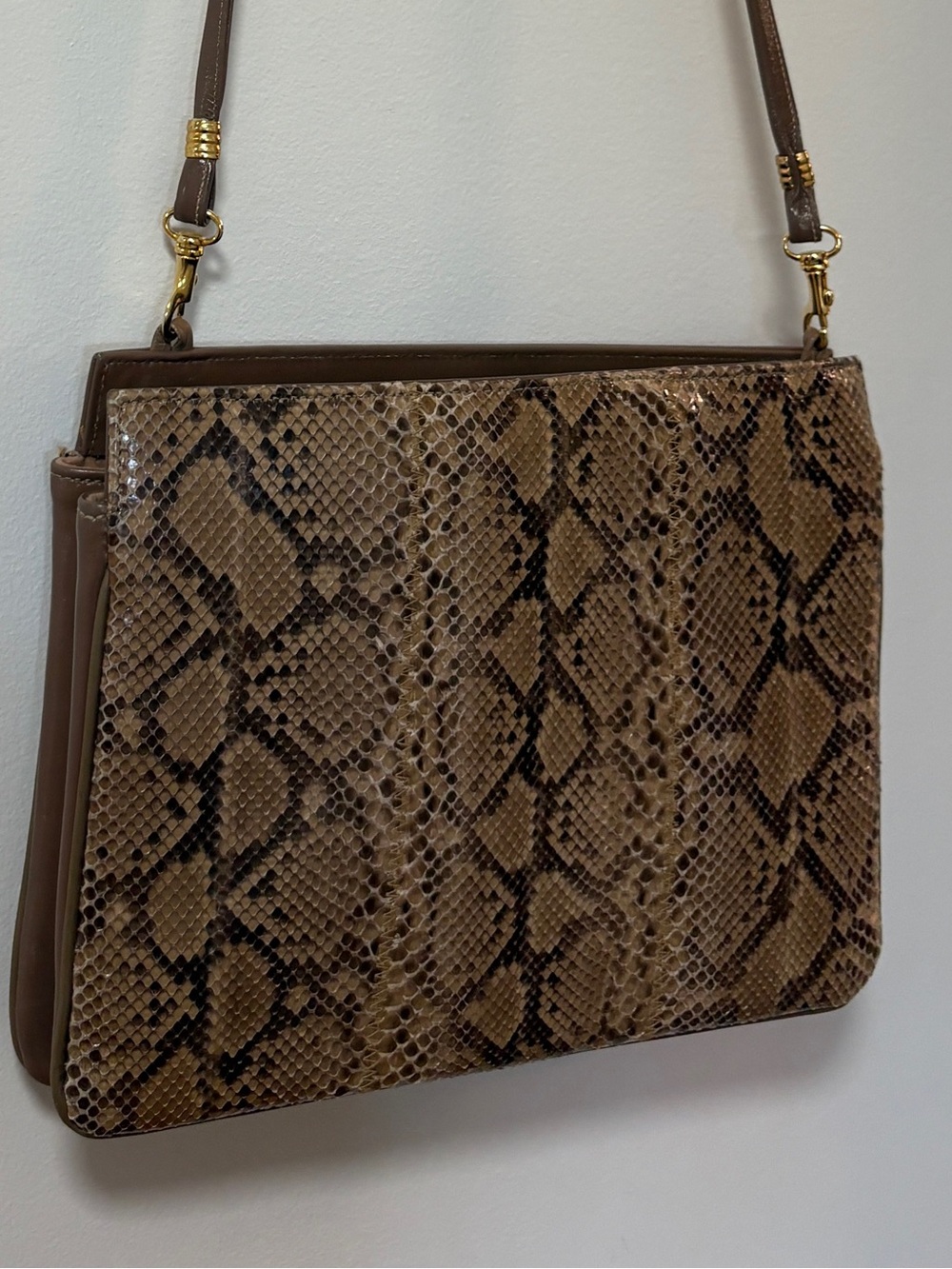Vintage Coret Snake Purse Cross Body Montreal Canada Brown Tan